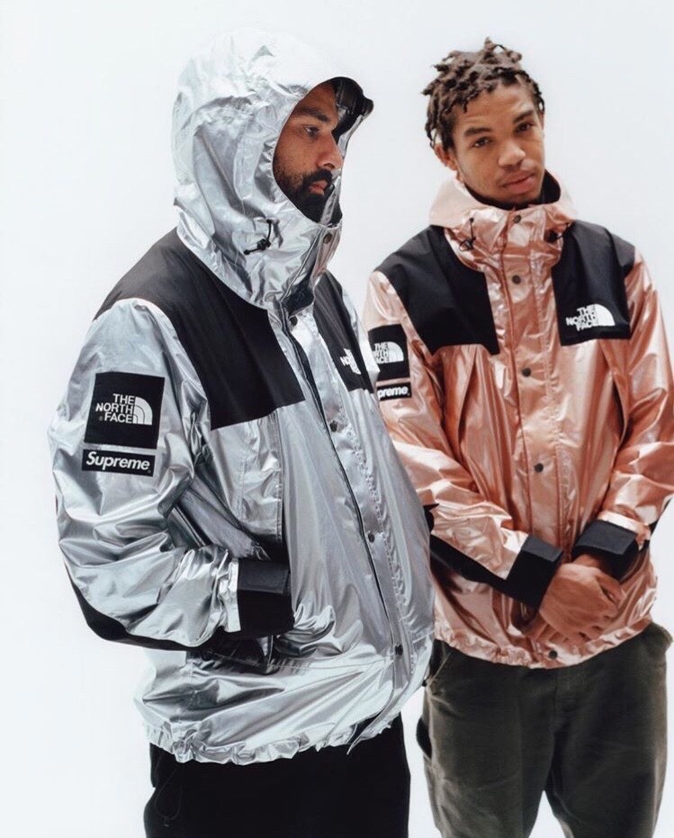 supreme x north face metallic jacket